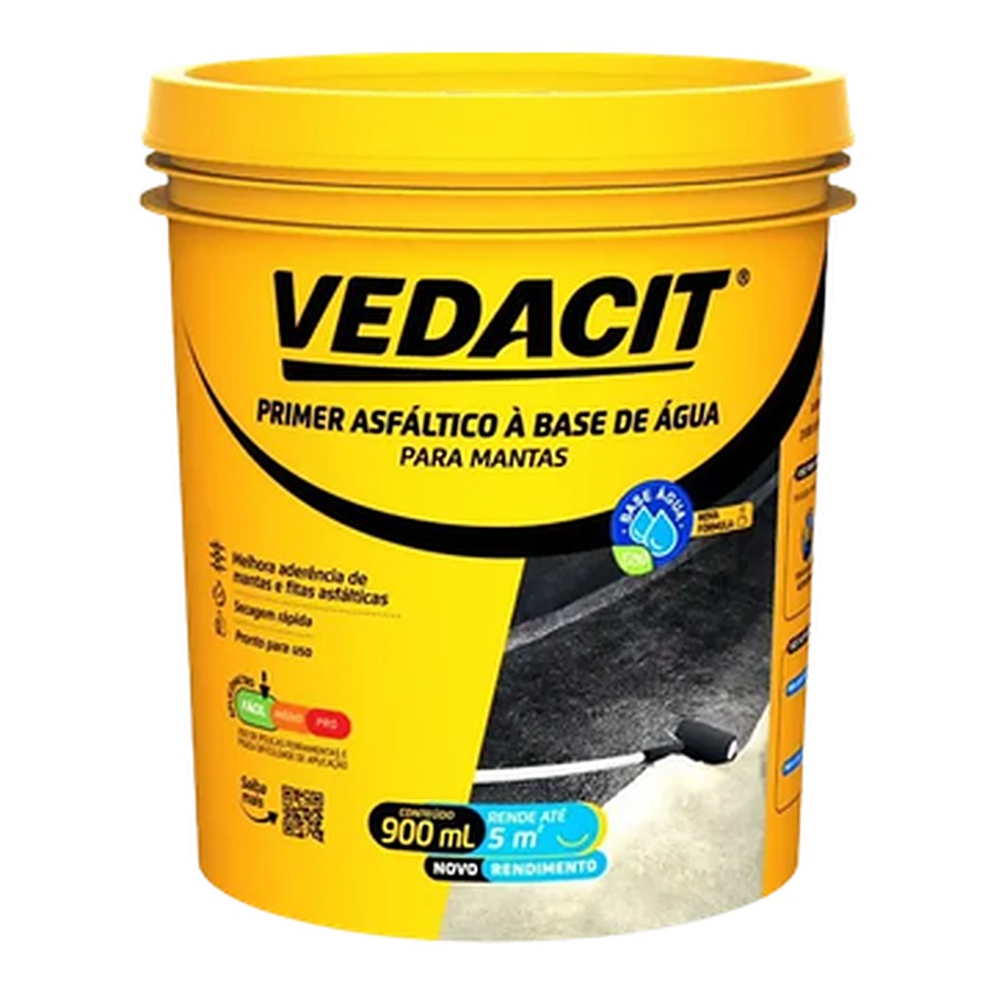 Primer asfáltico à base de água p/ mantas 900 ml Vedacit