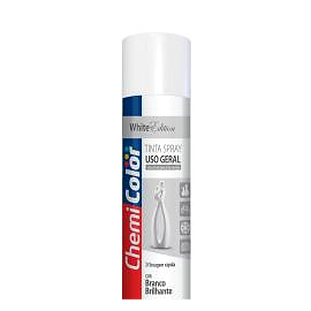 Tinta spray uso geral branco brilhante 400 ml Chemicolor