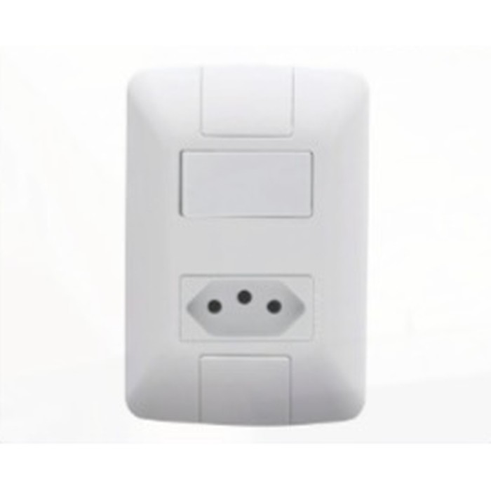Interruptor 1 tecla simples + tomada 2P+T 10A Aria c/ placa branca Tramontina