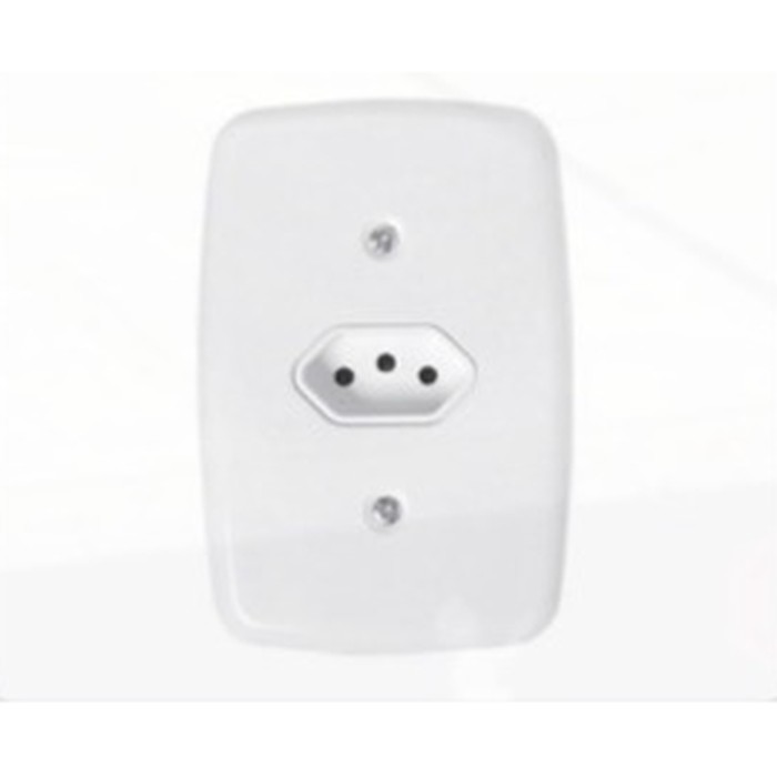 Tomada embutir 2P+T 10A Ideale c/ placa branca Pluzie