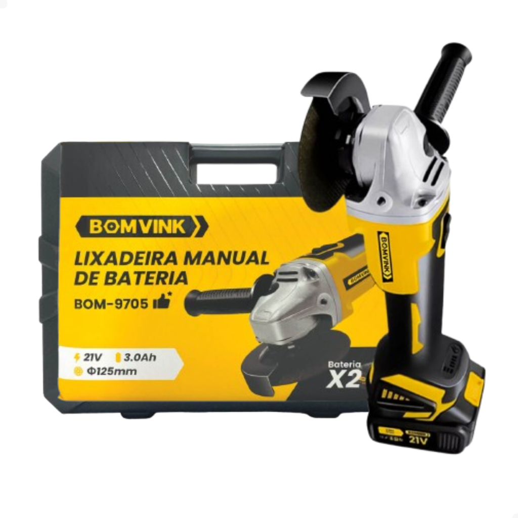 Lixadeira Esmerilhadeira Angular 21v Potente Bomder/Bomvink BOM-9705 C/2B 1 CARREGADOR