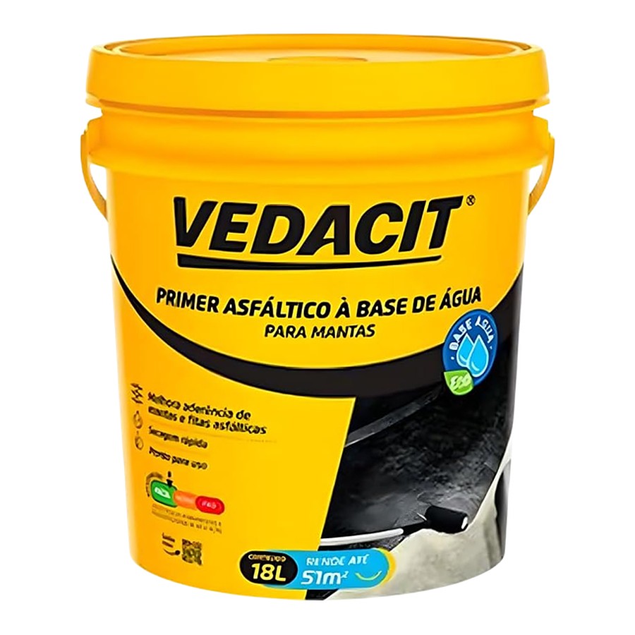 Primer asfáltico à base de água p/ mantas 18 L Vedacit