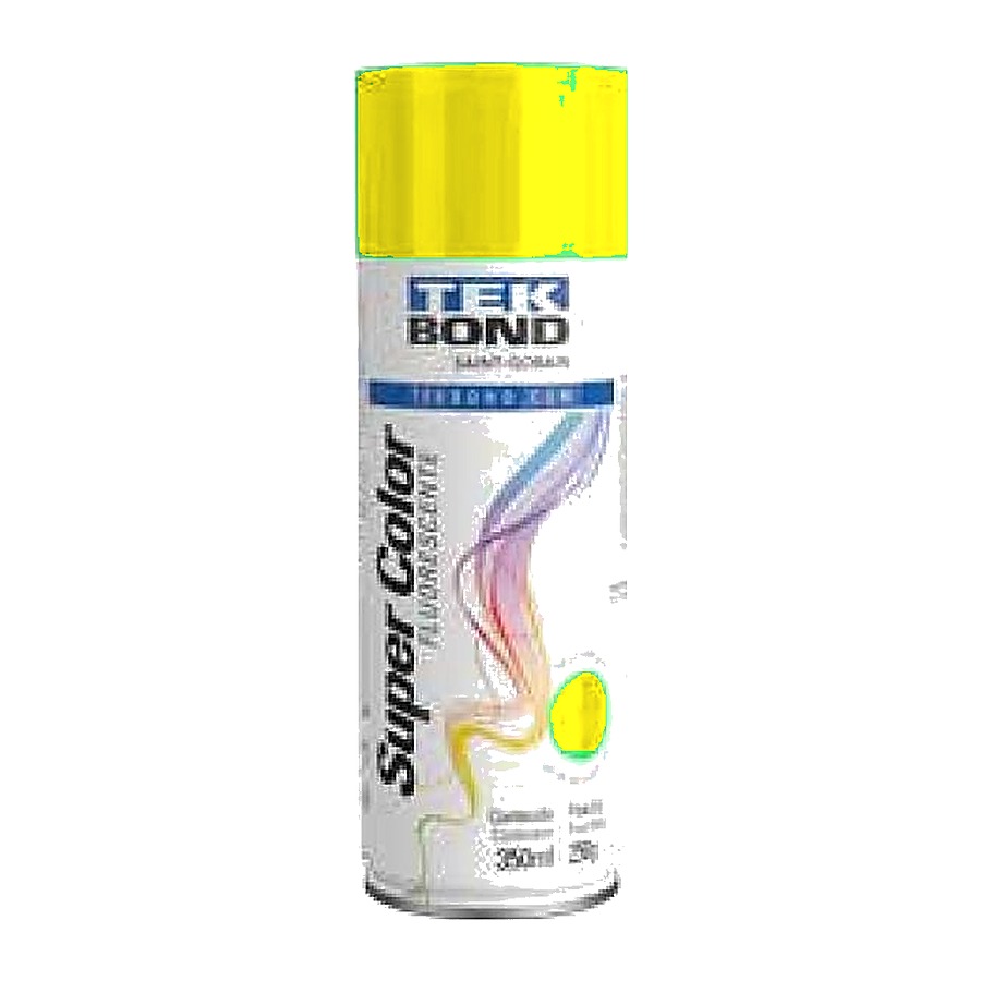 Tinta spray Super Color fluorescente amarelo 350 ml Tekbond