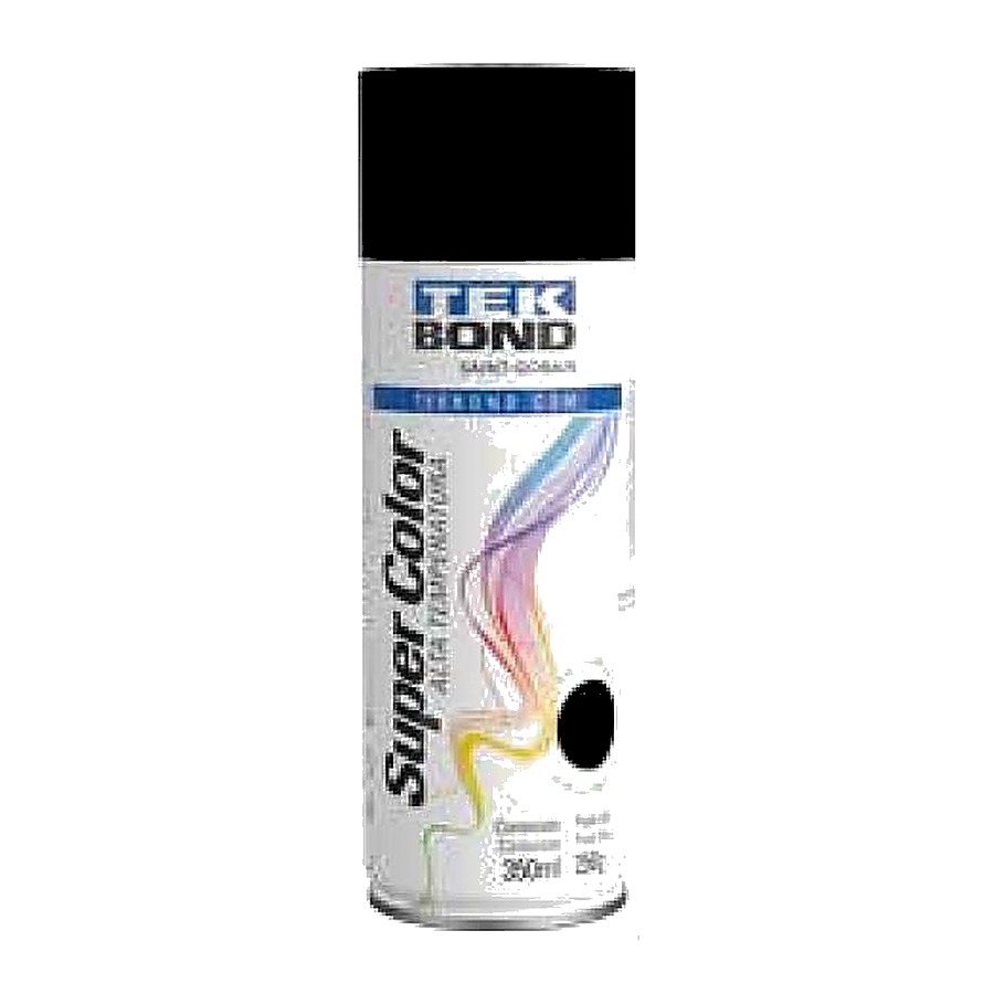 Tinta spray Super Color alta temperatura preto fosco 350 ml Tekbond