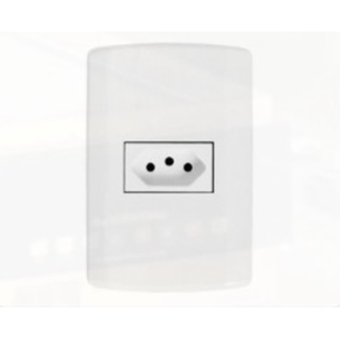 Tomada modular 2P+T 10A Pluzi c/ placa branca Pluzie