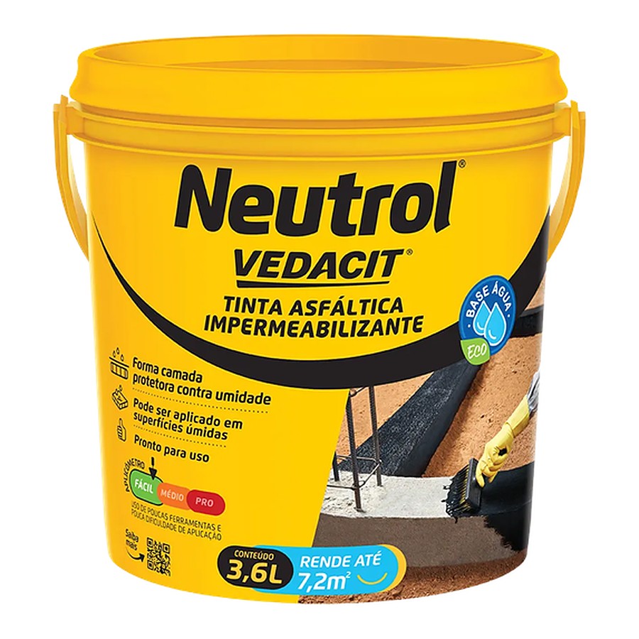 Neutrol tinta asfáltica impermeabilizante 3,6 L Vedacit