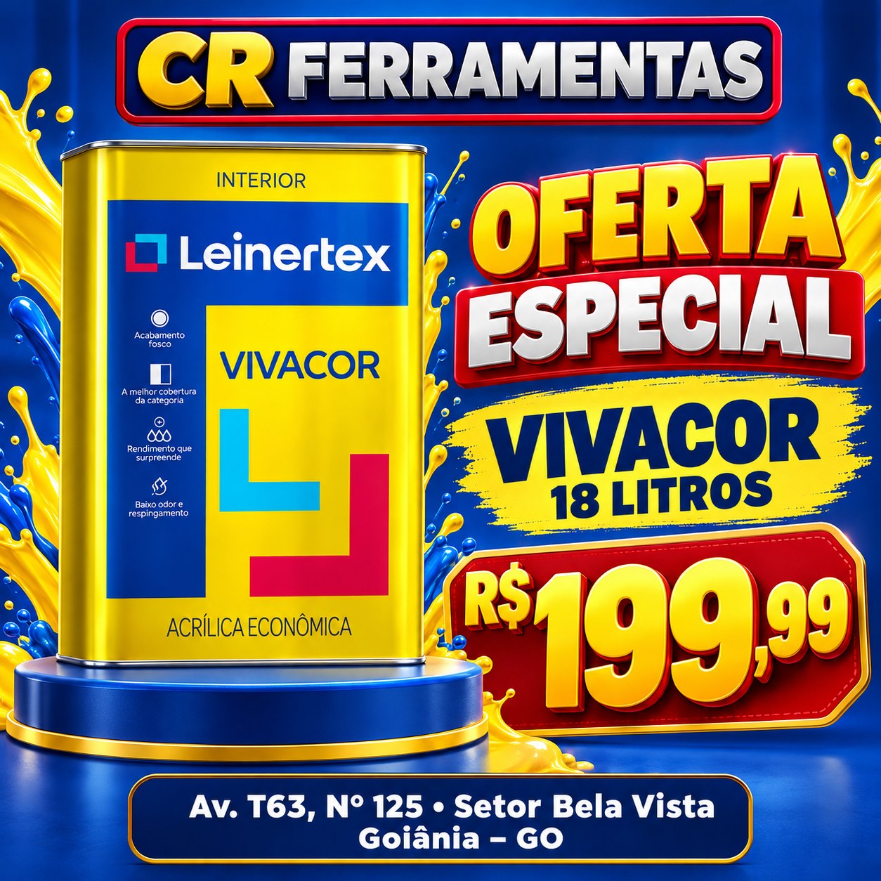 Tinta acrílica econômica Vivacor fosco 18 L Leinertex
