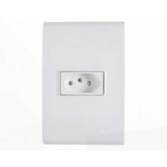 Tomada 2P+T 10A Liz modular c/ placa branca Tramontina