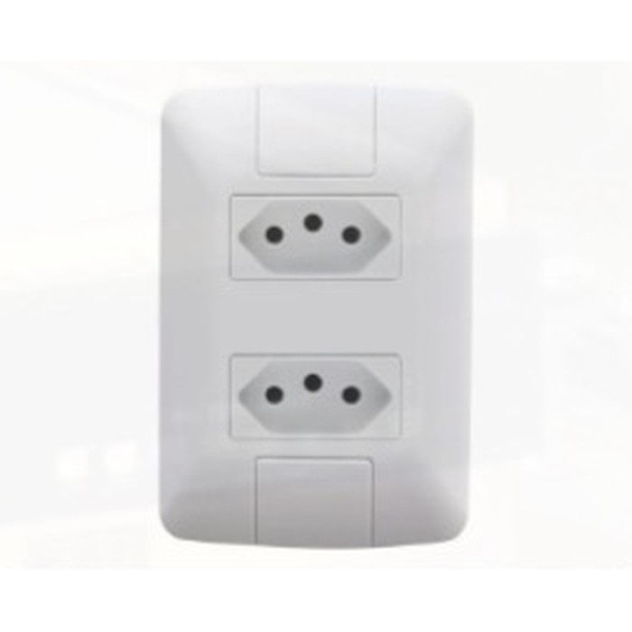 Tomada dupla 2P+T 10A Aria c/ placa branca Tramontina