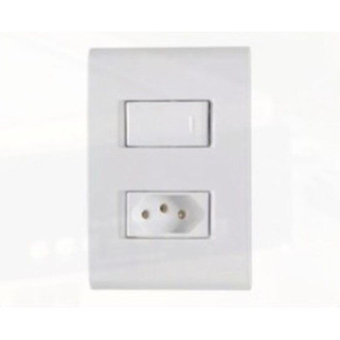 Interruptor 1 tecla simples + tomada 2P+T 20A Liz modular c/ placa branca Tramontina