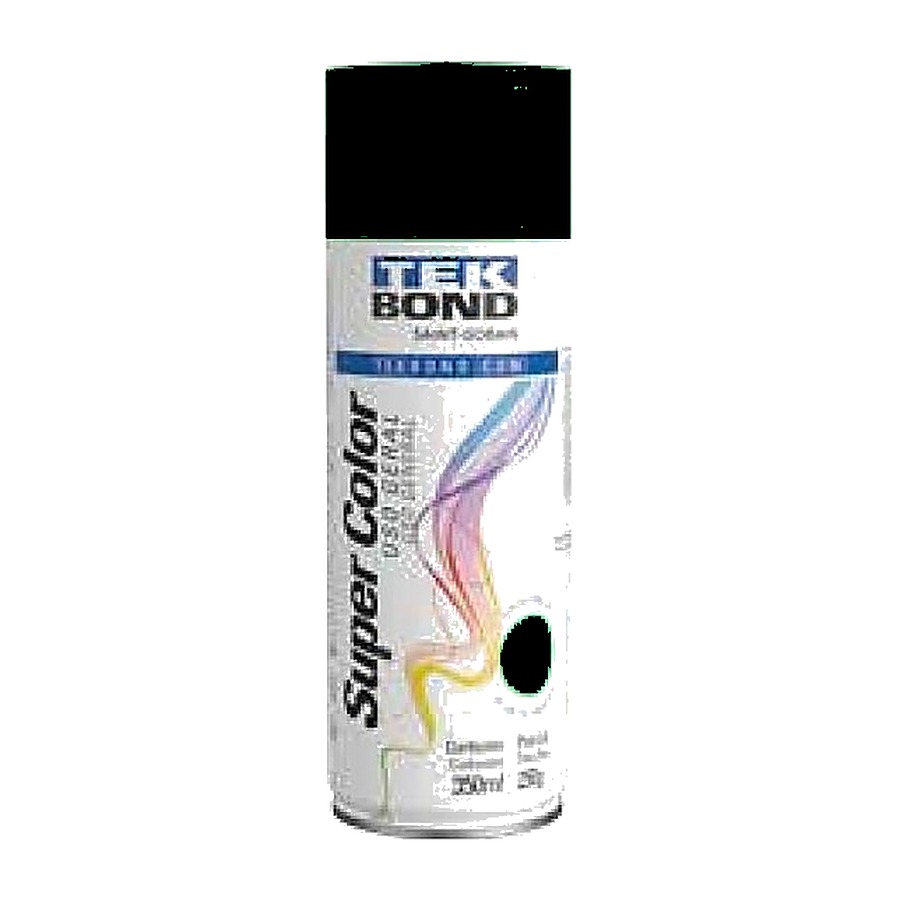 Tinta spray Super Color uso geral preto brilhante 350 ml Tekbond