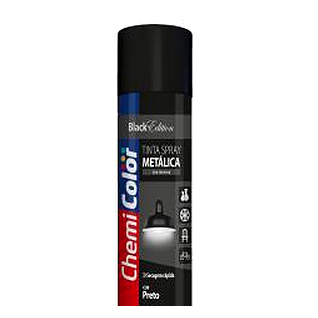 Tinta spray metálica preto 400 ml Chemicolor