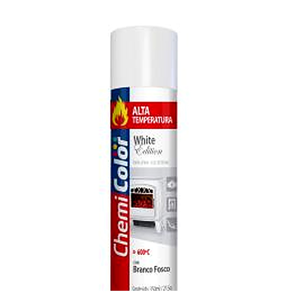 Tinta spray alta temperatura 600 °C branco fosco 350 ml Chemicolor