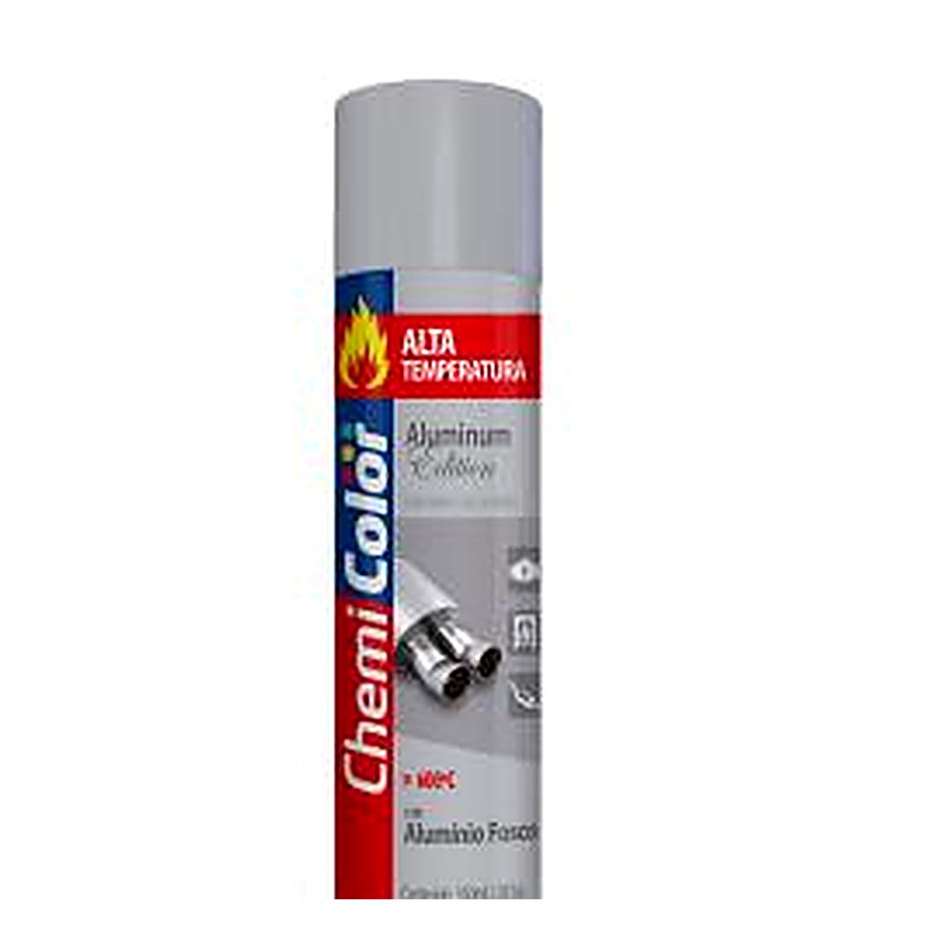 Tinta spray alta temperatura 600 °C alumínio fosco 350 ml Chemicolor