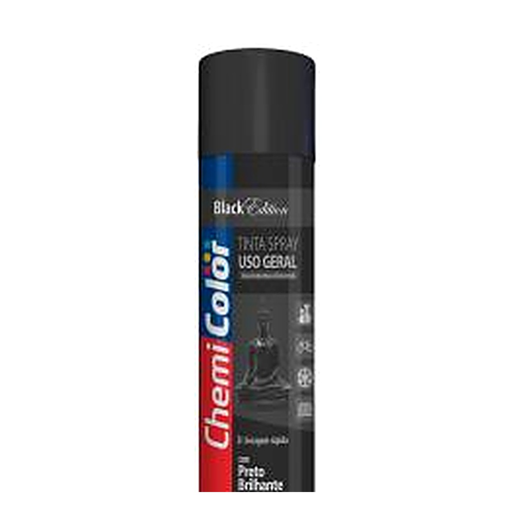 Tinta spray uso geral preto brilhante 400 ml Chemicolor