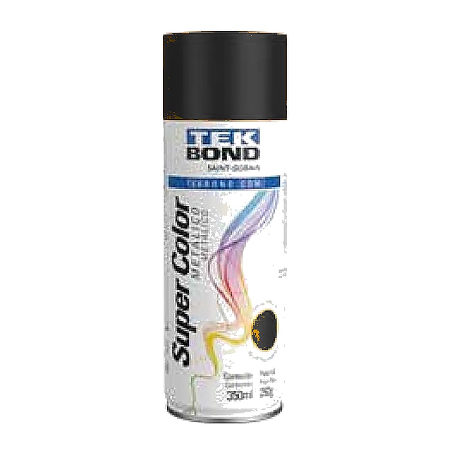 Tinta spray Super Color metálico preto 350 ml Tekbond