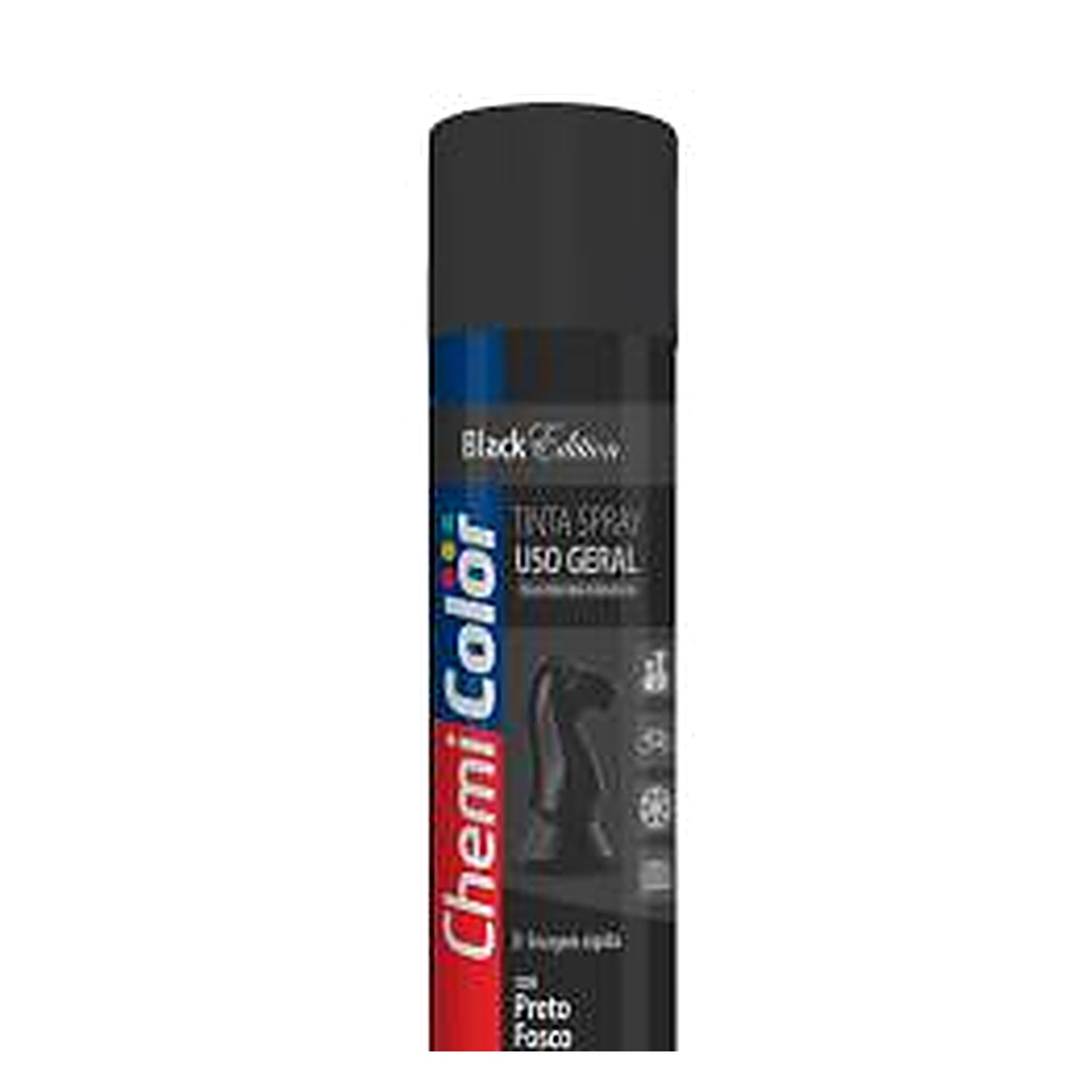 Tinta spray uso geral preto fosco 400 ml Chemicolor