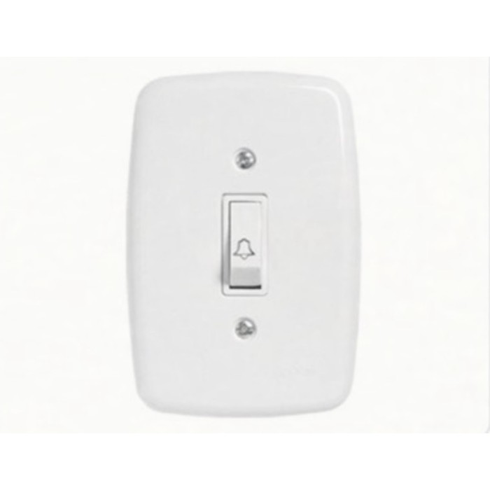 Pulsador embutir p/ campainha Ideale c/ placa branca Pluzie