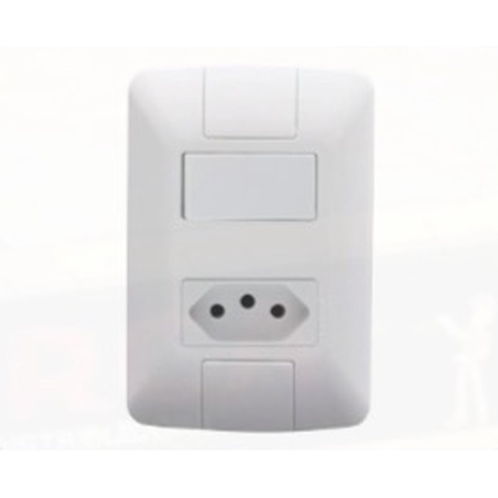 Interruptor 1 tecla simples + tomada 2P+T 20A Aria c/ placa branca Tramontina