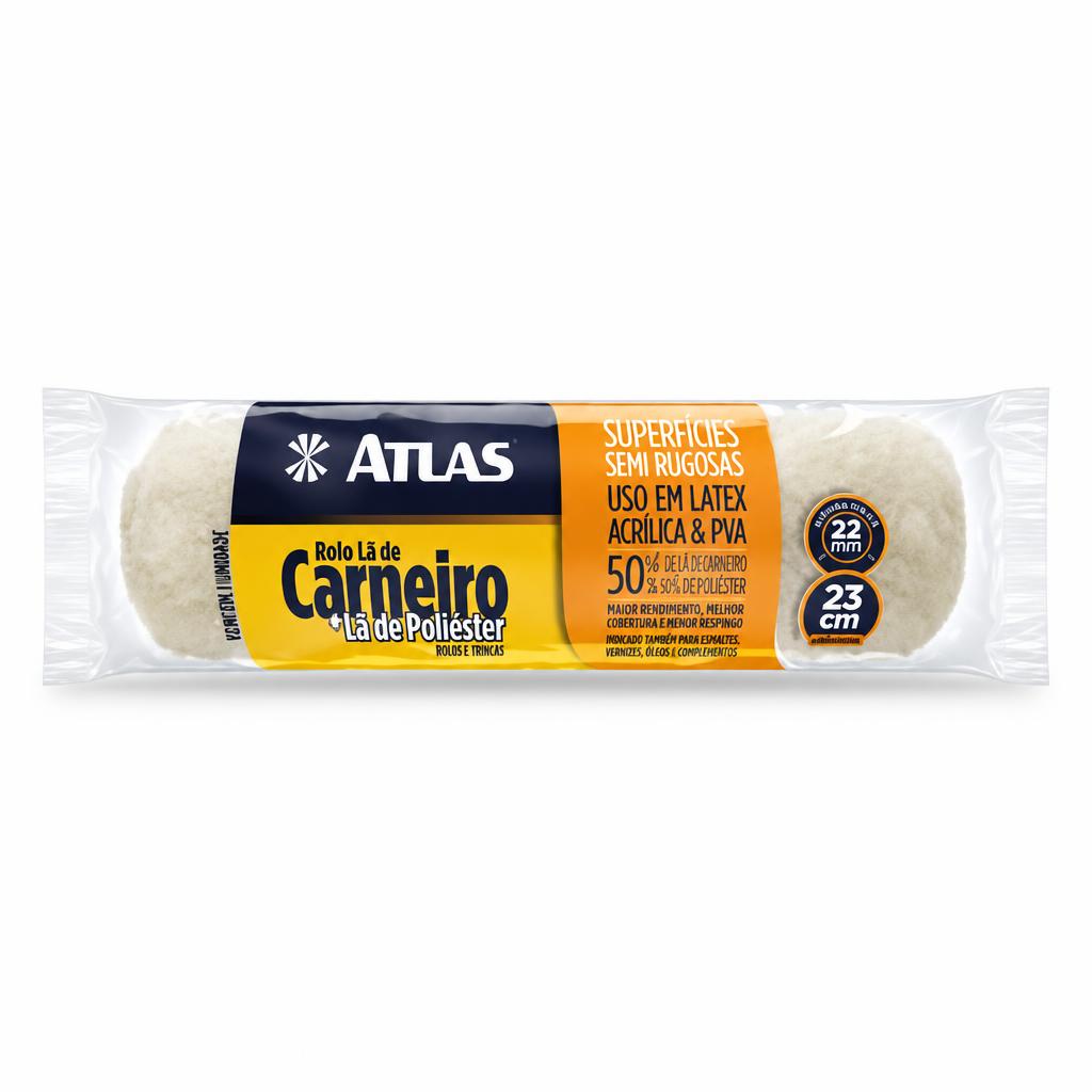 Rolo lã de carneiro + poliéster 23 cm lã 22 mm Atlas