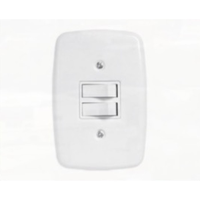 Interruptor 2 teclas simples 10A c/ placa Ideale embutir branca Pluzie