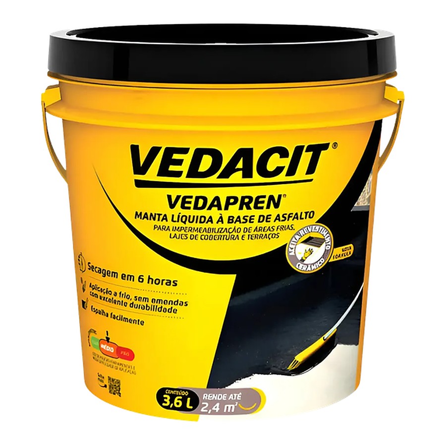 Vedapren manta líquida à base de asfalto 3,6 L Vedacit