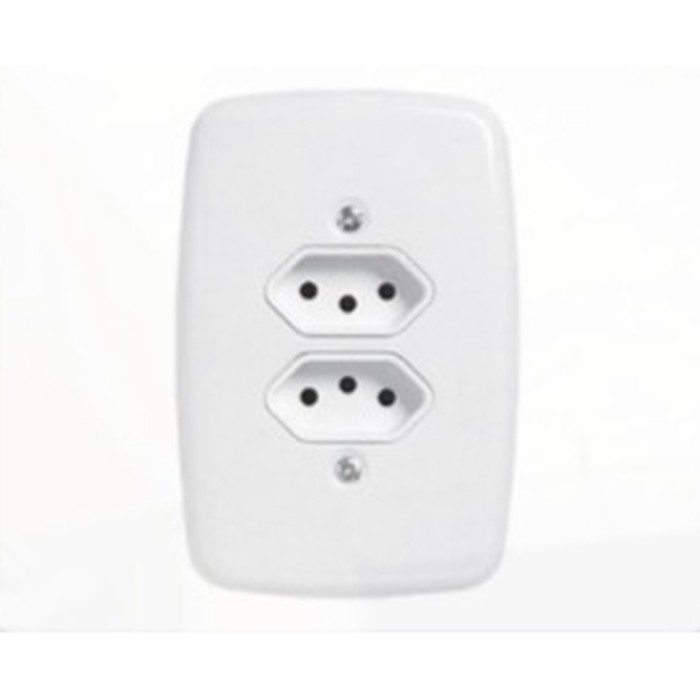 Tomada dupla embutir 2P+T 20A Ideale c/ placa branca Pluzie