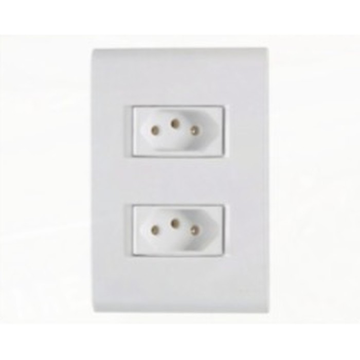 Tomada dupla 2P+T 10A Liz c/ placa branca Tramontina