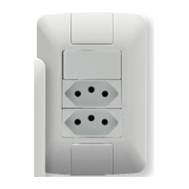 Interruptor 1 tecla simples + 2 tomadas 2P+T 20A Aria c/ placa branca Tramontina