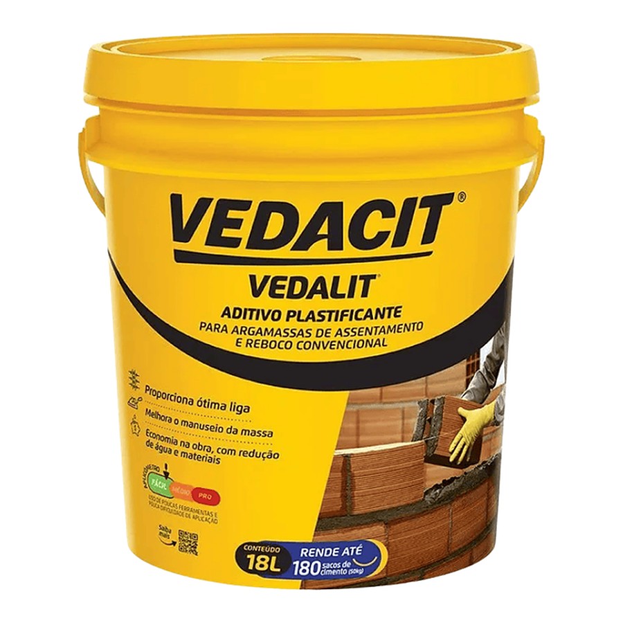 Vedalit aditivo plastificante p/ argamassas 18 L Vedacit