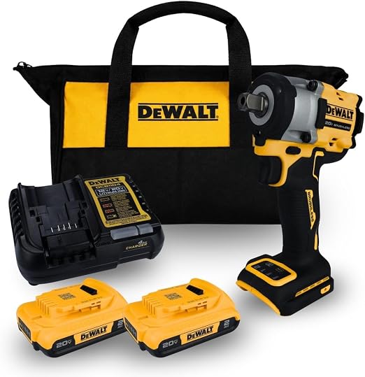 Dewalt Chave de Impacto a Bateria Atomic 13mm, Modelo DCF922D2, Com Mala de Ferramentas, 1 Carregador, 2 Baterias 2Ah, 20V Max Li-Ion