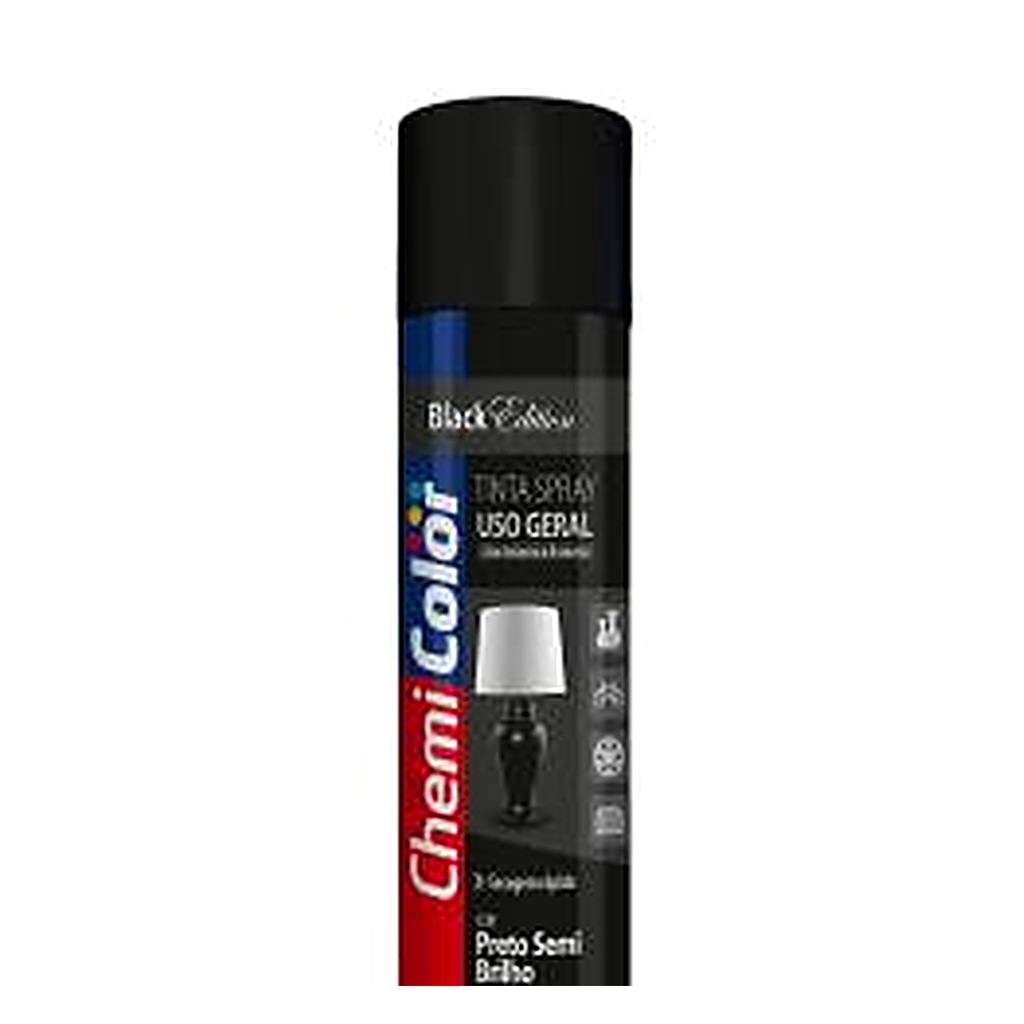 Tinta spray uso geral preto semi brilho 400 ml Chemicolor