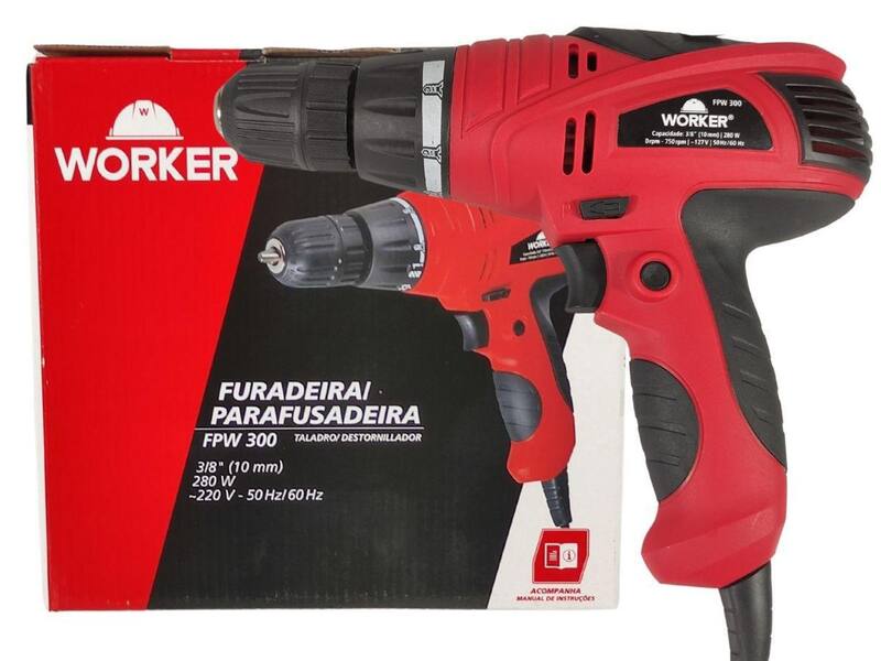 Parafusadeira Furadeira Elétrica 280w Worker FPW-300 10mm Com Fio
