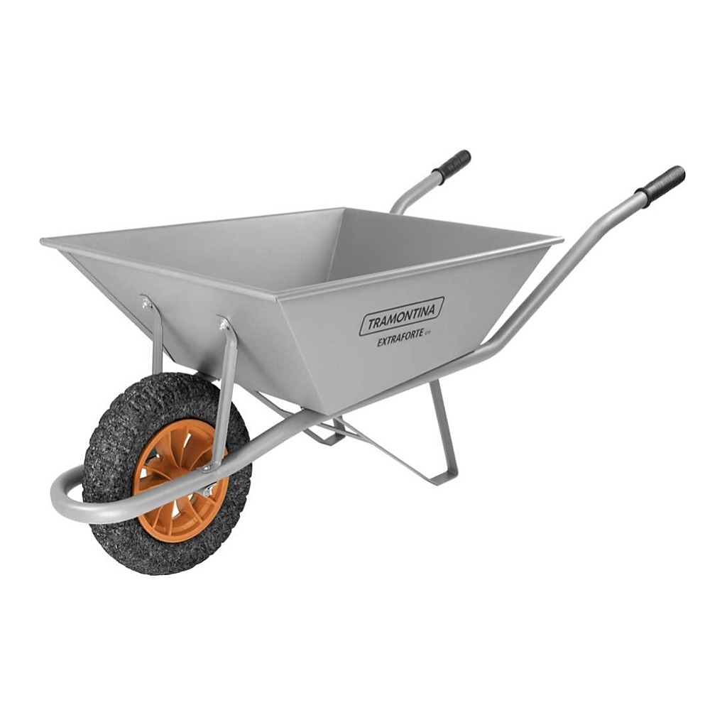 Carrinho de mão Extraforte pneu maciço caçamba metálica reta 65 L Tramontina