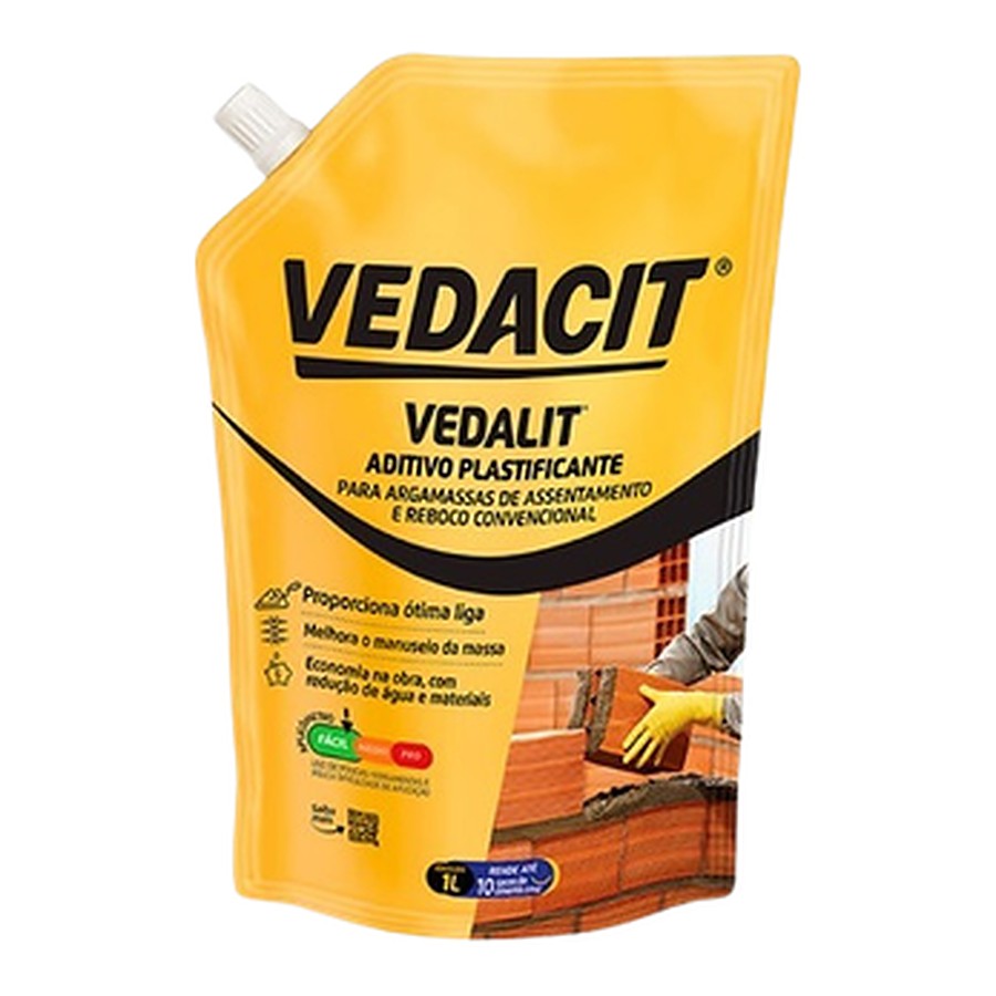 Vedalit aditivo plastificante p/ argamassas 900 ml Vedacit