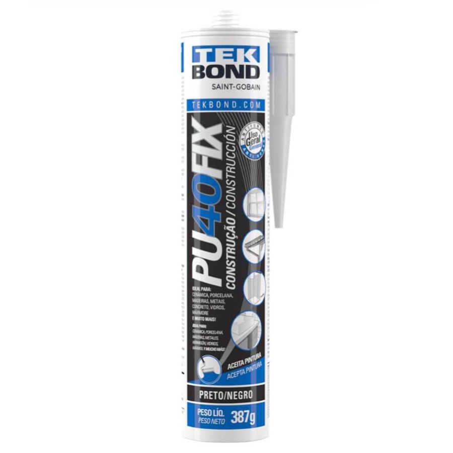 Selante PU 40 Fix preto 387 g Tekbond