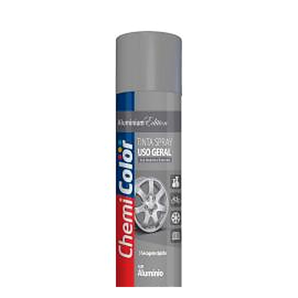 Tinta spray uso geral alumínio 400 ml Chemicolor